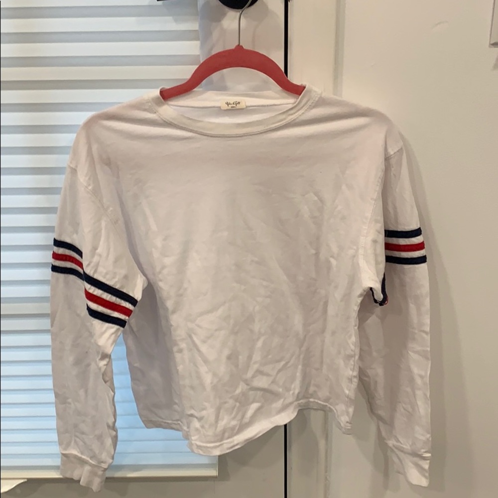 white long sleeved John Galt top